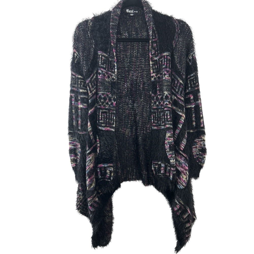 Vocal Eyelash Knit Cardigan S/M Black Wool Blend‎ Whimsigoth Boho Witchy